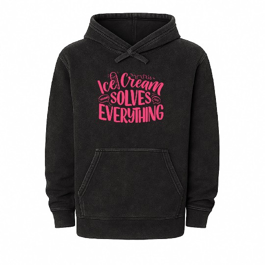 Ice Cream Solves Everything Mineral Wash Hoodies