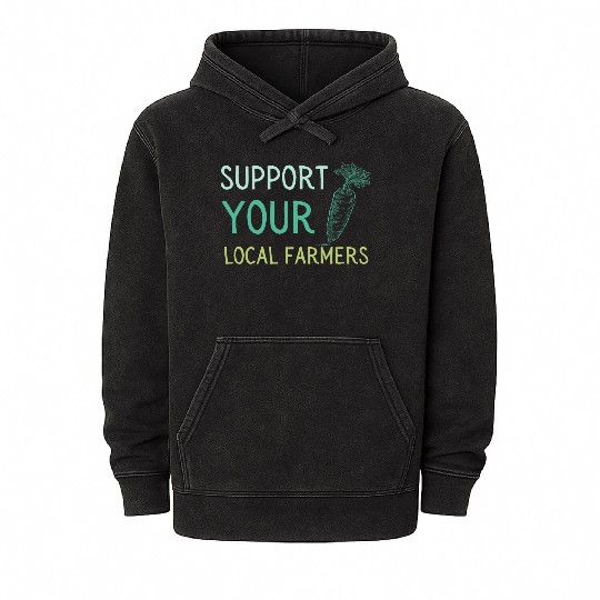 Support Local Farmers Carrot Mineral Wash Hoodies