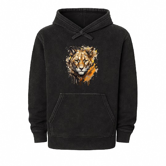 Graffiti Style Mountain Lion | Mountain Lion Lover Mineral Wash Hoodies