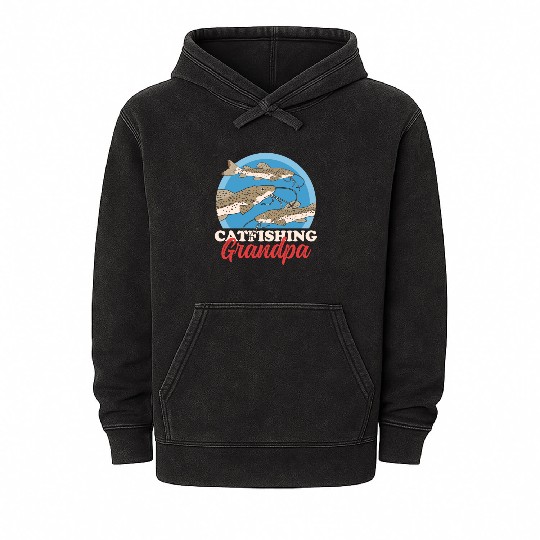 Catfishing Grandpa Fish Catfish Fishing Mineral Wash Hoodies