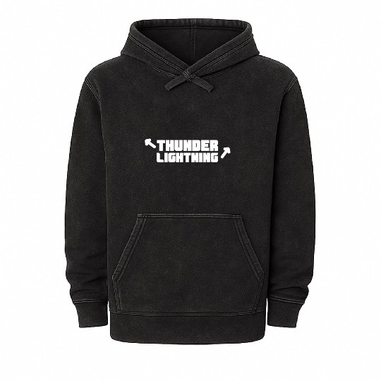 thunder and lightning muscle and workout Mineral Wash Hoodies