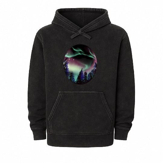 Northern Lights Aurora Borealis For Or Mineral Wash Hoodies