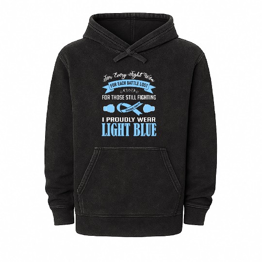 I Proudly Wear Light Blue Prostate Cancer Mineral Wash Hoodies