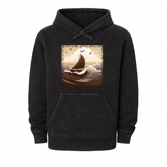 Chocolate Brown Dinghy on Rough Seas Mineral Wash Hoodies