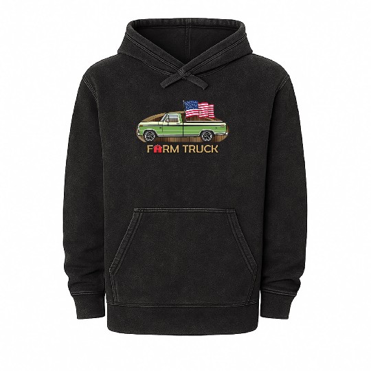 Farm Truck Green Mineral Wash Hoodies