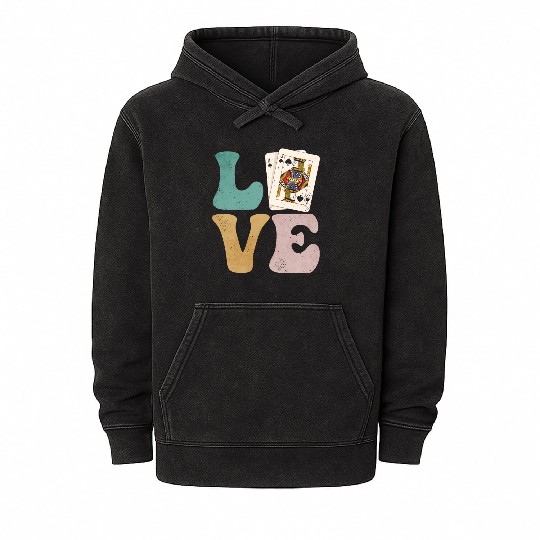 Blackjack Gambling Cards Mineral Wash Hoodies