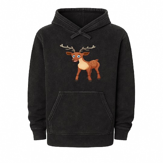 Deer forest animal design Mineral Wash Hoodies