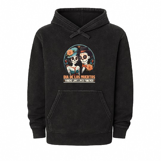 Dia De Los Muertos Sugar Skull Mexican Holiday Mineral Wash Hoodies