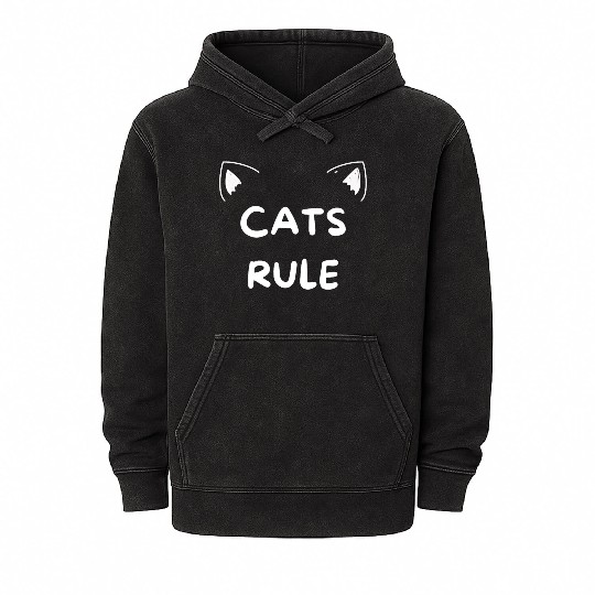 Cats rule, cat lovers Mineral Wash Hoodies