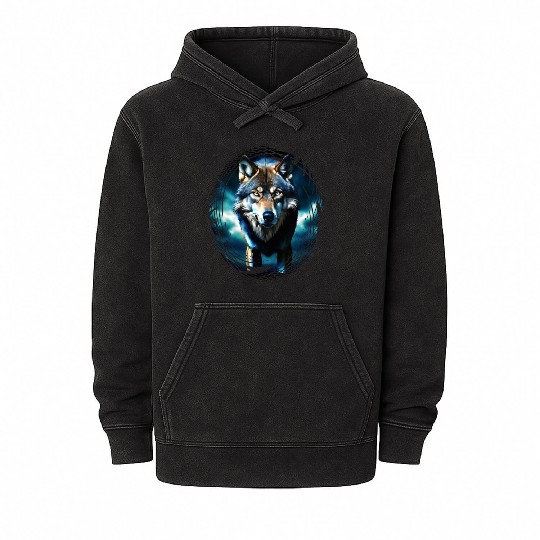 The Midnight Wolf Mineral Wash Hoodies