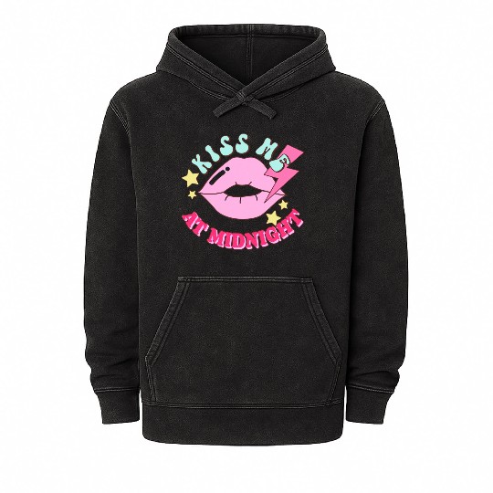 New Years Eve Party Kiss Me At Midnight I Love You Mineral Wash Hoodies