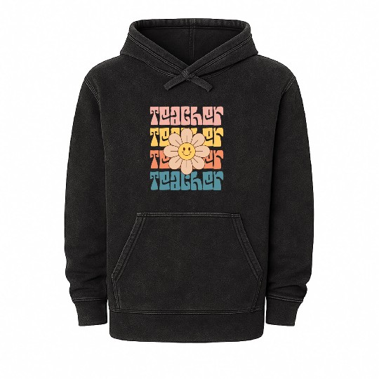 Teacher Daisy Colorful Mineral Wash Hoodies
