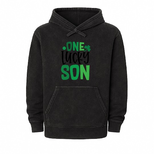 One Lucky Son Clover Shamrock Irish Ireland Mineral Wash Hoodies