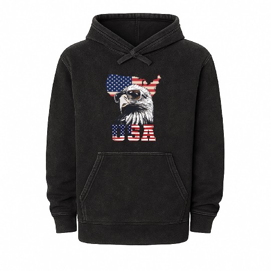 gift idea bald eagle american flag Mineral Wash Hoodies