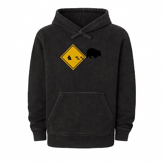 Wombat Poop Cubes Road Sign Mineral Wash Hoodies