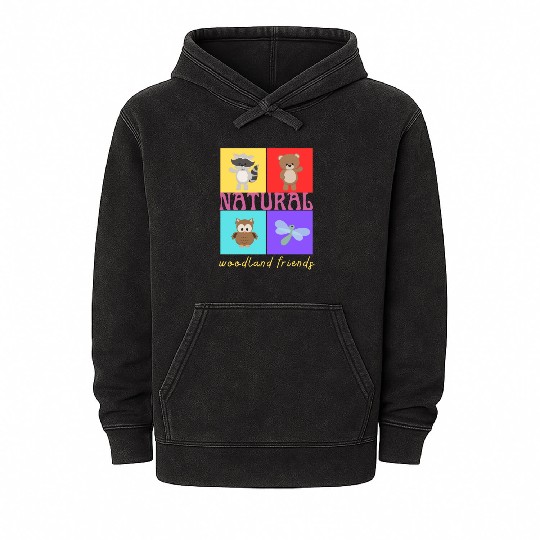 Natural woodland friends Mineral Wash Hoodies