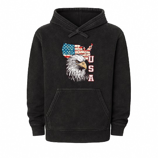 gift idea bald eagle american flag Mineral Wash Hoodies