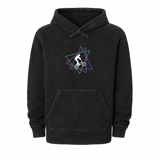 Geometric BMX Stunt Rider Mineral Wash Hoodies