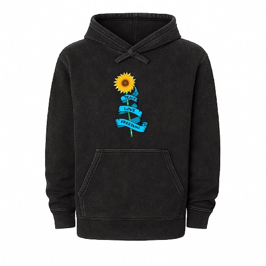 Sunflower Peace love freedom Mineral Wash Hoodies