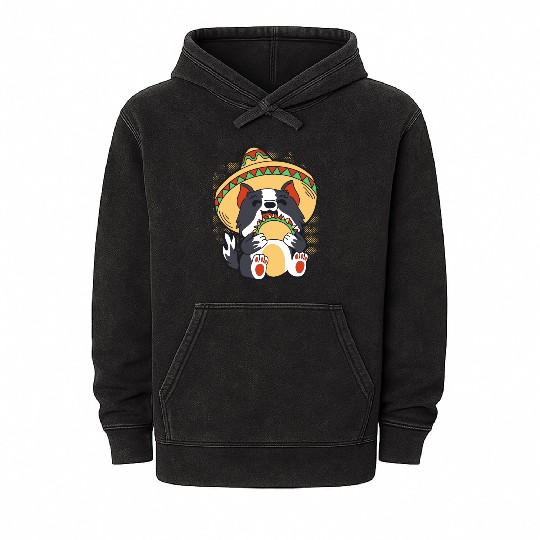 Cinco De Mayo Cat and Tacos Lover Funny Design Mineral Wash Hoodies