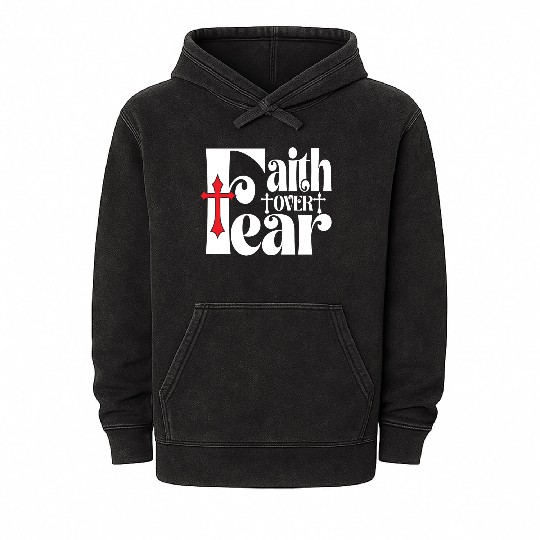 Faith Over Fear Love Jesus Christian Christmas Mineral Wash Hoodies