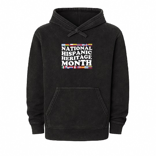 Hispanic Heritage Month National Latino Countries Mineral Wash Hoodies
