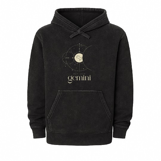 Gemini Star Constellation Zodiac Minimalist Mineral Wash Hoodies