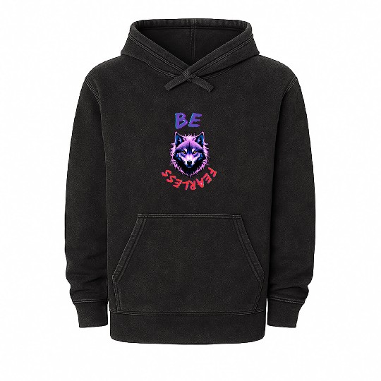 BE FEARLESS WOLF | Majestic Fashions Mineral Wash Hoodies
