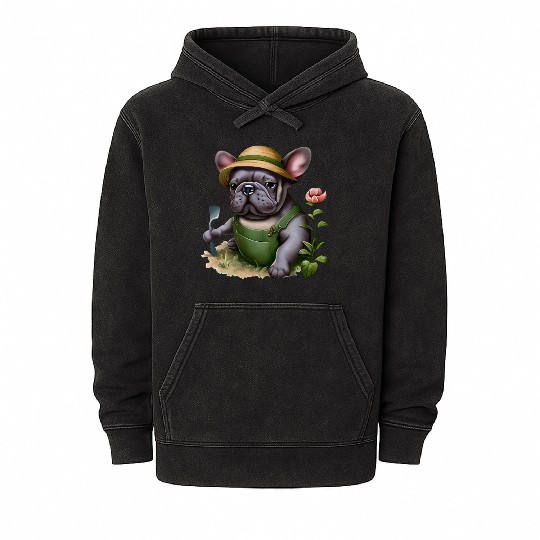 Frenchie in the Flower Garden Mineral Wash Hoodies
