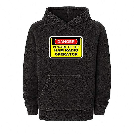 Beware of the Ham Radio Operator color yellow Mineral Wash Hoodies