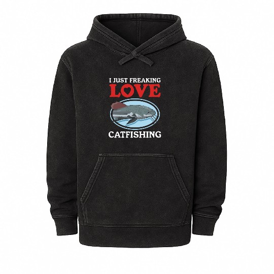 Catfish Fishing Love Catfishing Mineral Wash Hoodies