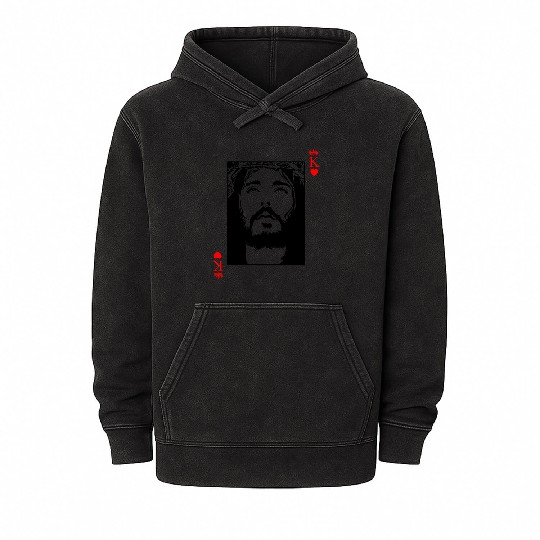 Jesus Is King Jesus King Of Hearts Card Christian Mineral Wash Hoodies