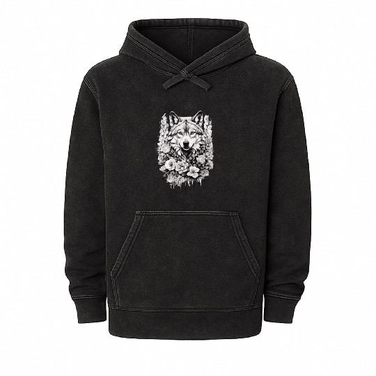 flowered wolf Mineral Wash Hoodies
