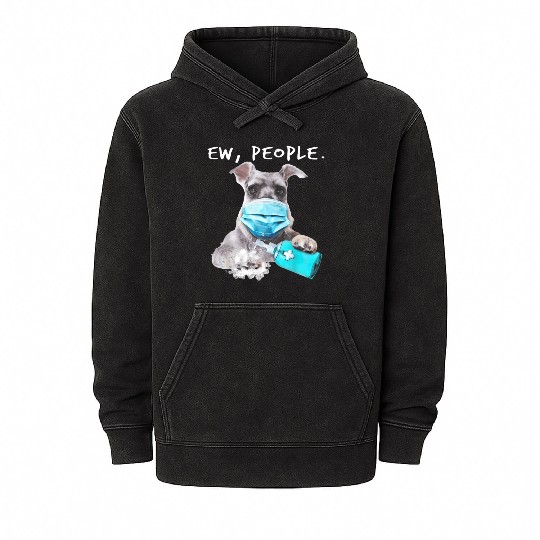 Miniature Schnauzer Ew People Dog Wearing A Face Mineral Wash Hoodies