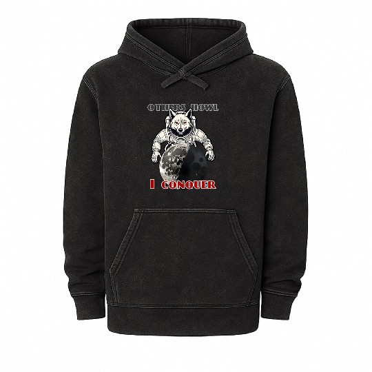 Wolf Conquering the Moon - Other Howl... I Conquer Mineral Wash Hoodies