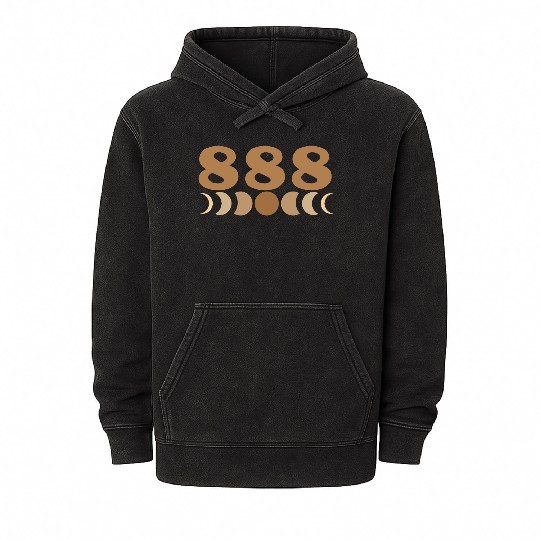 Moon Cycle Brown Angel Numbers 888 Mineral Wash Hoodies