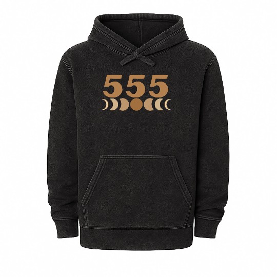 Moon Cycle Brown Angel Numbers 555 Mineral Wash Hoodies