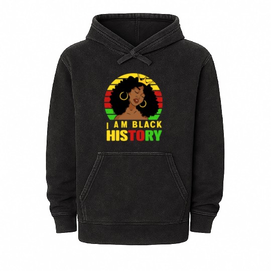 I Am Black History Month African American For Mineral Wash Hoodies