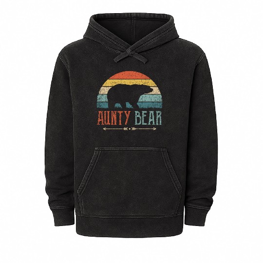 Aunty Bear Vintage Retro Aunt Present Auntie Mineral Wash Hoodies
