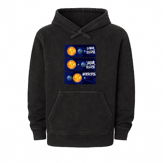 Lunar Eclipse Solar Apocalypse Astrology Science Mineral Wash Hoodies