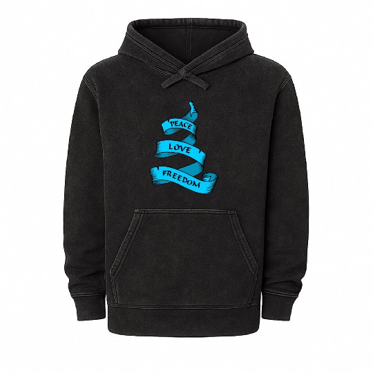 Peace love freedom blue Mineral Wash Hoodies