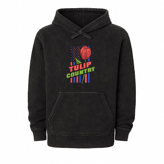 Tulip Gardening Us Flag Tulips Mineral Wash Hoodies