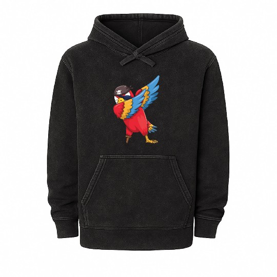 Dab Parrot Jolly Pirate Decor Lazy Halloween Mineral Wash Hoodies