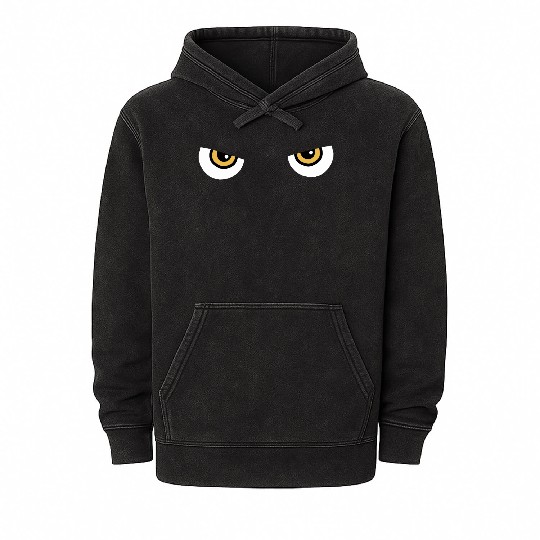 Black Cat Yellow Eyes | Halloween Cat Lovers Gift Mineral Wash Hoodies
