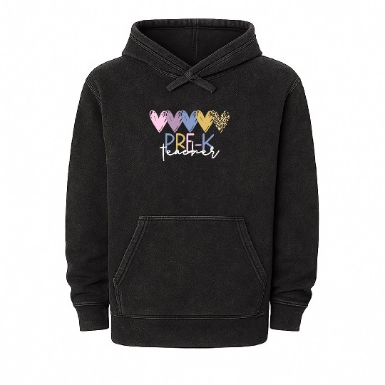 Pre-K Teacher Back To School Pre-K Teacher Mineral Wash Hoodies