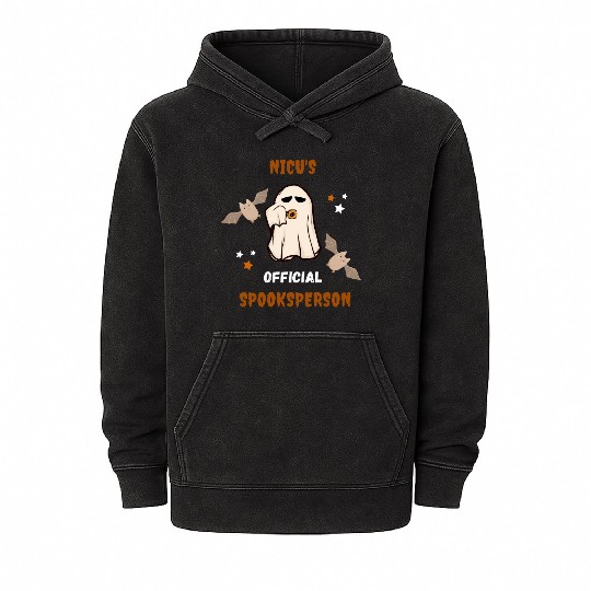 Cute NICU Halloween | NICU official spooksperson Mineral Wash Hoodies