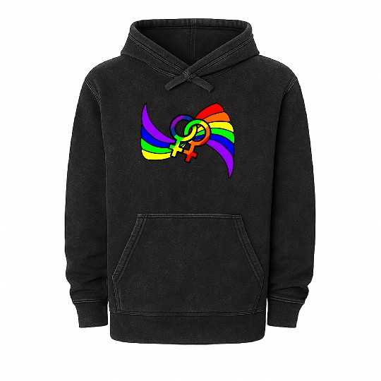 Gender lesbians logo in rainbow colors Mineral Wash Hoodies