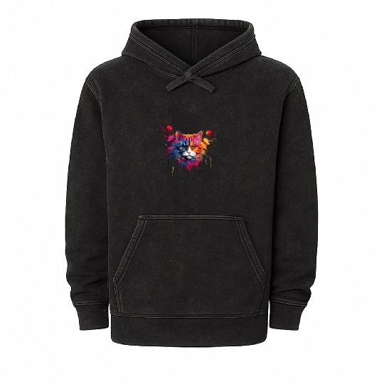 Color Explosion Persian Cat Mineral Wash Hoodies
