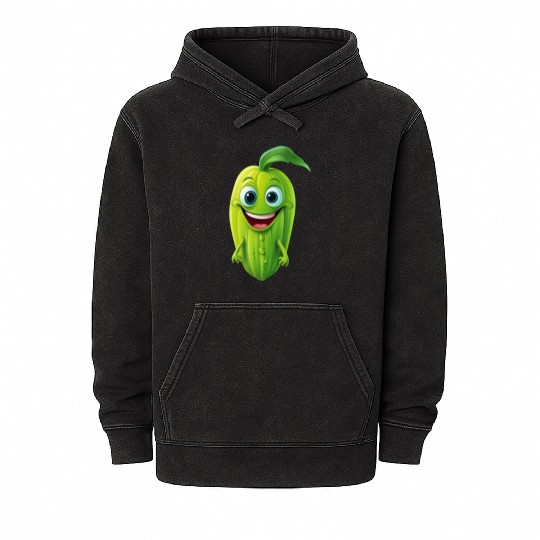 Kawaii Veggie Delight: Cucumber, Green Pumpkin & Mineral Wash Hoodies