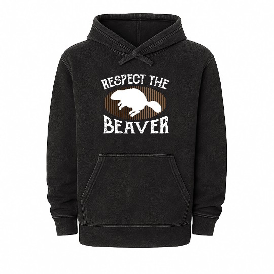 Respect The Beaver retro Beaver Lover groundhog Mineral Wash Hoodies